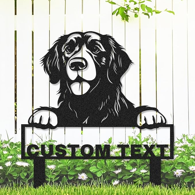 Custom Dog Metal Garden Sign with Stakes, Personalized Golden Retriever Garden Name Sign Yard Art Patio Decorations, Customized Golden Retriever Dog House Decorative Signs Lawn Yard Stake
