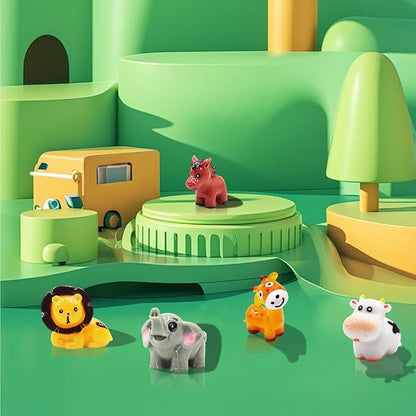 50 Pcs Miniature Resin Animal Figurines Set (1.2") - Elephant, Lion, Giraffe, Horse, Cow for Fairy Garden, Terrarium, DIY Crafts & Miniature World