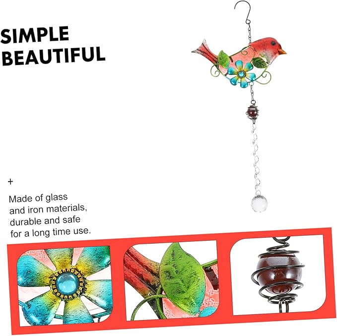 INOOMP Stained Bird Hanging Decor Bird Ornament with Crystals for Garden and Home Vibrant Art Sculpture for Tree and Outdoor Scene