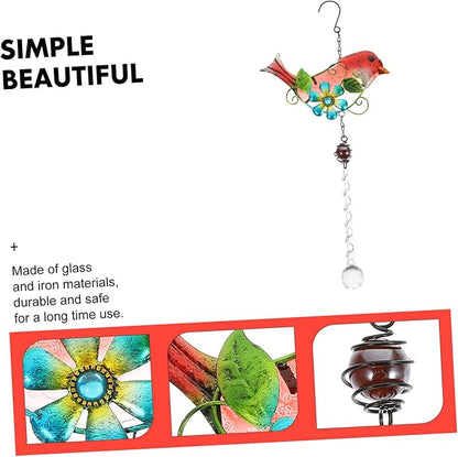 INOOMP Stained Bird Hanging Decor Bird Ornament with Crystals for Garden and Home Vibrant Art Sculpture for Tree and Outdoor Scene