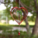 3D Heart Shaped Wind Spinner, 10"x7" Stainless Steel Outdoor with Tree of Life Design, Waterproof Colorful Hanging Wind Rotator with Soothing Bell, Decorative Garden Yard Patio Art Gift