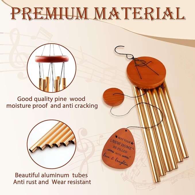 Housewarming Gifts New Home Chimes - House Warming Gifts for Women, House Warming Gift Wind Chimes, Wind Chime for Housewarming New Home, New Apartment Gift Ideas, Windchimes for Outside, 25.5"