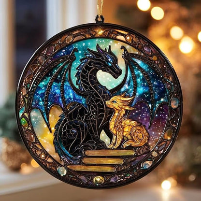 Fantasy Dragon Acrylic Suncatcher - Faux Stained Glass Indoor Window Hanging Ornament, Outdoor Sun Catcher Panel, Home Decor Gift for Dragon Fans