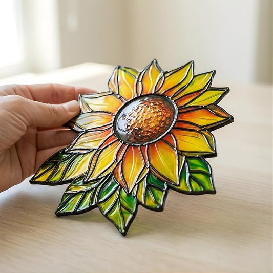 Sunflower Flower Handmade Resin Suncatchers, Artisan Sun Catcher, Stained Glass Effect, Flower Suncatchers for Window Hanging, Garden Decor, Gift for Mother's Day Mom Women Grandma Wife