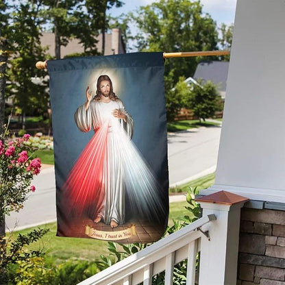 YISHOW Divine Mercy Garden Flag Double Sided Vertical Religious Faith Jesus Christian House Flags Yard Signs Outdoor Decor 12.5"X18"