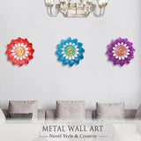 Metal Flowers Wall Decor Indoor Outdoor Metal Wall Art for Home Farmhouse Living Room Bedroom Bathroom Garden Decorations - Blue