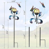 VCUTEKA Solar Lights Outdoor Metal Garden Stake Waterproof Crackle Glass Globe Garden Decor Butterfly for Pathway, Lawn, Patio, Yard