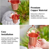 Decorative Rain Chain Copper, Rainwater Gutter Chains with Metal Hook, Adjustable Length Rain Bells, Roof Gutter Downspout Channel,3.5m (11.5ft)