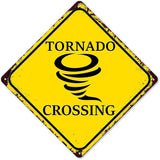 TOMATO FANQIE Funny Metal Warning Tornado Crossing XING Tin Sign Wall Décor Man Cave Bar Yard Decoration Signs Outdoor & Indoor Aluminum Metal Tin Sign 12" x12"