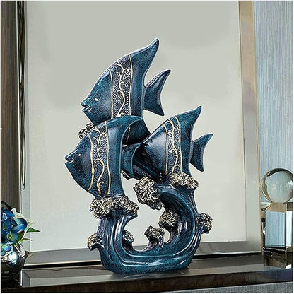 Garden Ornaments Decor Statue Outdoor,Sculpture Statue Ornament, Sculpture Statue Blue Resin Fish Sculpture Home Decoration Office Ornament， Indoor Art Sculpture Decorations for Home Garden