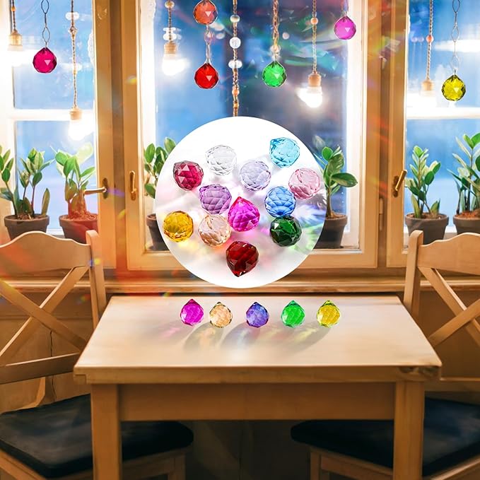 Yesland 24 Pack Crystal Ball Prism 30mm/1.18" Decorative Ball - Suncatcher Rainbow Pendants Maker for Chandelier Window & Wedding Decoration Gift (Multicolor)