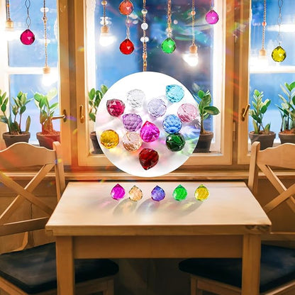 Yesland 24 Pack Crystal Ball Prism 30mm/1.18" Decorative Ball - Suncatcher Rainbow Pendants Maker for Chandelier Window & Wedding Decoration Gift (Multicolor)