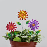 Garden Stakes Decorative, Metal Flowers for Outside, Glow in Dark Yard Lawn Ornaments Plant Pot Flower Bed Decor, Patio, Set of 3, Purple Yellow Red