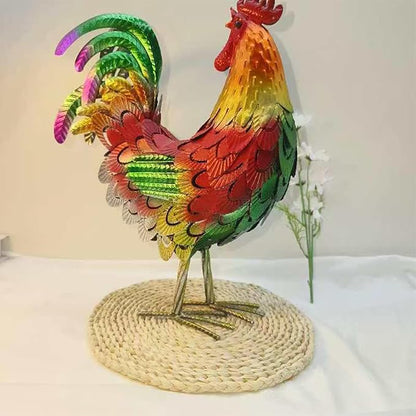 Metal Rooster Decor， Chicken Animal Yard Art Lawn Ornament Figurines Artwork for Outdoor, Patio,Backyard and Home Kitchen Decoration (Turn The Head)