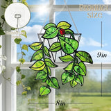 Stained Glass Suncatchers for Windows, 9 in Hanging Sun Catchers Indoor Window, Hanging Plant Decor for Home Indoor Outdoor, Plant Lover Gifts (UV Printed)
