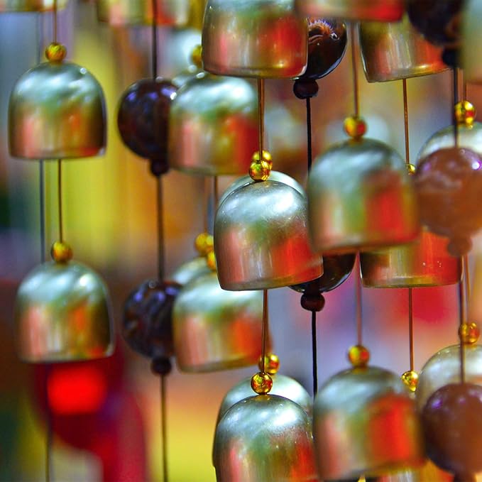2 Pieces Wind Chimes Feng Shui Wind Bell 3 Bells Hanging Chimes for Good Luck Home Garden Patio Hanging Decoration