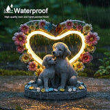 Solar Garden Statue - Heartwarming Dog Mom & Puppy Figurine with Glowing Heart - Outdoor Decor for Patio, Lawn, Yard, Porch - Housewarming, Birthday, Christmas, for Mom Women Grandma