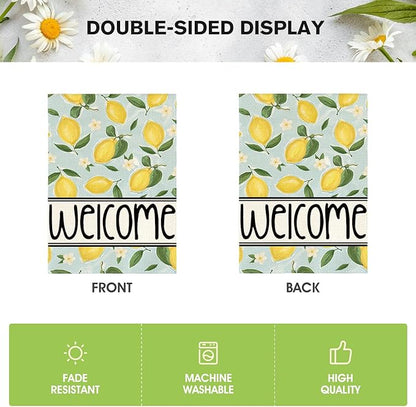 AVOIN colorlife Summer Lemon Garden Flag 12x18 Inch Double Sided Outside, Welcome Seasonal Yard Outdoor Flag