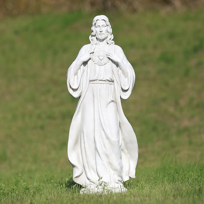 EROMMY 24.8'' Sacred Heart of Jesus Statue Hand-Painted Catholic Jesus Christ Figurine for Garden, Outdoor Yard, Patio, Lawn, Hallway, Religious Gift