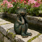 Meditation Frog Sculpture, 10" H 7.48" L Handcrafted Resin Zen Frog Statue, Suitable for Garden, Courtyard, Indoor and Outdoor Home Decoration