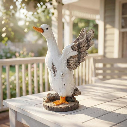 12" Real Farm Porch Duck Statue, Resin Large Lawn Yard Porch Goose, Whimsical Outdoor Decor Gift Idea, Concrete Porch Goose Perfect for Garden, Patio, Backyard - Durable & Weather-Resistant