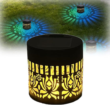 Decorative Solar Mandala Lights - Outdoor Metal Solar Powered Deck Step Wall Lights, Mandala Theme Waterproof Fence Mini Light for Garden Post Patio Backyard Yard Decor (Peony, Green)