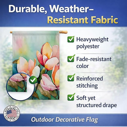 Caroline's Treasures Mississippi Magnolia in Watercolor House Flag Large Porch Sleeve Pole Decorative Outside Yard Banner Artwork Wall Hanging, Polyester, House Size, Multicolor