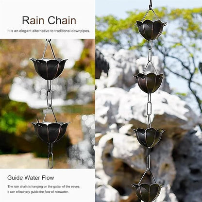 Copper Old Rain Chain for Gutters, Roof Rain Collector/Diverter, Metal Chain Type for Villa Temples(Style 2,1m/3ft)