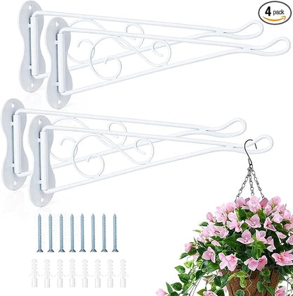 4 Pcs 10 Inch Swivel Hanging Planter Bracket Bird Feeder Hanger White Metal Plant Hanger for Wind Chimes Flower Baskets Lanterns Versatile Hangings Brackets Indoor Outdoor