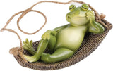 Frog Statues for Garden Outdoors Hanging Sleeping Frog Sculptures Swing Home Décor (Viridity)