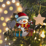 Cute Snowman Acrylic Suncatcher Stained Glass Effect Window Car Hanging Christmas Ornament Indoor Outdoor Decor Garden Sun Catcher Panel for Christmas Lover for Women Mom Grandma