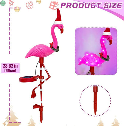 EDOF Solar Garden Lights Flamingo Decorations Outdoor Waterproof,2 Packs Solar Flamingo Light Garden Decor,Pink Flamingo Statue Decorative Figurine Lights for Yard Art Patio Porch Lawn