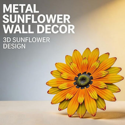AHYS Metal Flowers Wall Decor Indoor Outdoor Metal Wall Art for Home Farmhouse Living Room Bedroom Bathroom Garden Decorations - Sunflower
