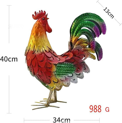 Metal Rooster Decor， Chicken Animal Yard Art Lawn Ornament Figurines Artwork for Outdoor, Patio,Backyard and Home Kitchen Decoration (Turn The Head)