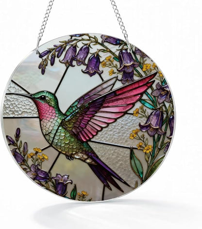 Hummingbird Acrylic Suncatcher, Hand-Painted Sun Catcher Garden Hangings, Decorative Hanging Suncatchers for Home Garden Decoration, Housewarming Gift for Bird Lovers