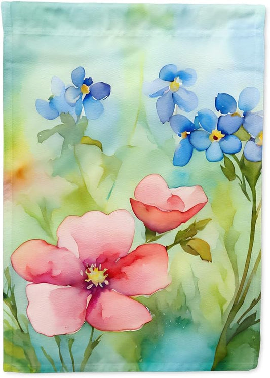 Caroline's Treasures Alaska Forget-me-nots in Watercolor Garden Flag Mailbox Flag Decorative Yard Flag Banner Outside Patio Artwork Yard Flower Beds, Garden Size, Multicolor