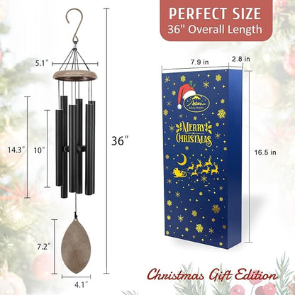 Wind Chimes for Outside, All Metal Tuned Wind Chime Outdoors, Sympathy & Memorial Wind Chimes for Mom Dad, Leaf Design, Box Included