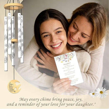 Gifts for Daughter, Unique Birthday Gift for Daughter from Mom Dad, 32" Butterfly Daisy Modern Wind Chimes, Love Reminder Gifts for Birthday Graduation Mother's Day (for Daughter)