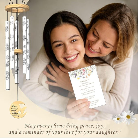 Gifts for Daughter, Unique Birthday Gift for Daughter from Mom Dad, 32" Butterfly Daisy Modern Wind Chimes, Love Reminder Gifts for Birthday Graduation Mother's Day (for Daughter)