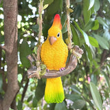 Resin Parrot Hanging Tropical Decor Outdoor Porch Tree Tiki Bar Decorations Outdoor Hanging Bird Sculpture for Christmas Tree Plant Patio Lawn Yard Porch Balconies Decor (Yellow)