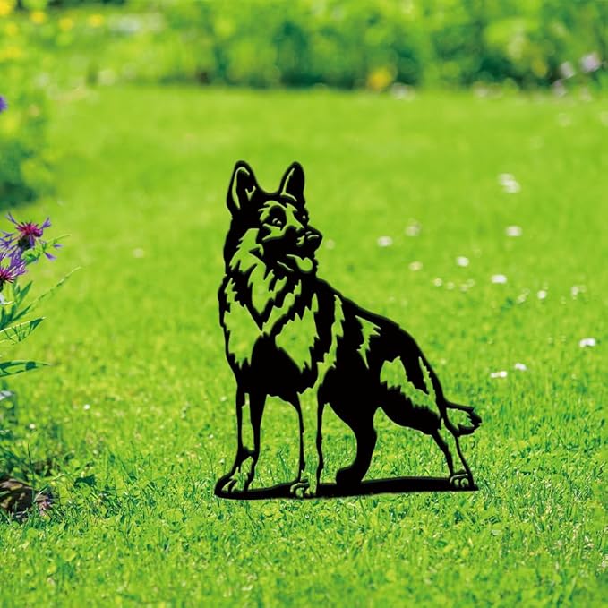 SUPERDANT Metal Dog Garden Decor for Outside Sheepdog Shepherd Yard Stakes for Decorations Outdoor Statues Iron Art Stake Decorative Silhouette Lawn Ornament Patio Porch Farmhouse Decoration Gifts