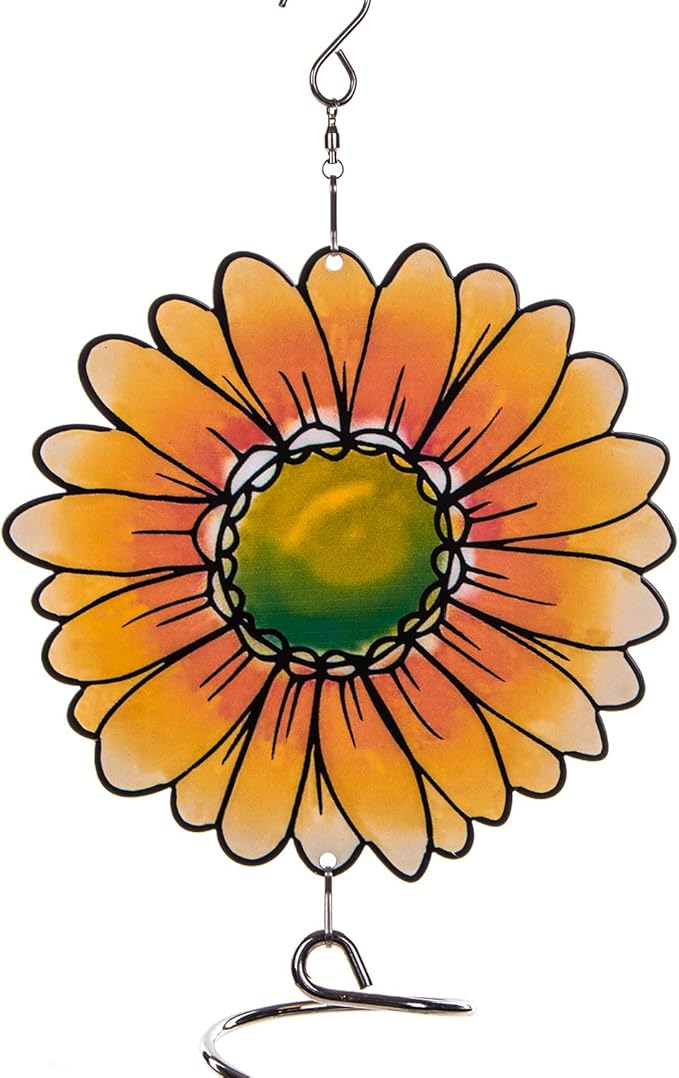 18" Wind Spinner Outdoor Hanging Metal Figurine Spinner for Garden Décor Ornaments,Lawn Yard Patio,Sunflower