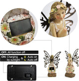 Suyorpe Flower Fairy Garden Decor,Garden Fairy Statues Outdoor,Solar Powered Outdoor Fairy Figurine Accessories,Patio Lawn Yard Porch, Resin Ornaments for Outside Gifts,9.45 Inches Tall