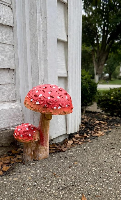 Miniature Resin Mushroom Decor for Fairy Garden – 6 PCS Colorful Mushroom Figurines, Yard Art Ornaments for Outdoor Garden, Bonsai & Terrarium Decorations (Mother & Child Mushroom)