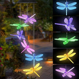 Solar Wind Chimes for Outside,Dragonfly Solar Hanging Lights Outdoor,Dragonfly Gifts for Women,Waterproof Outdoor Solar Powered Lights for Garden Patio Yard Home Decor