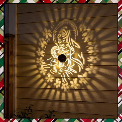 Easter Decorations Outdoor Nativity Solar Fence Lights - The Virgin &The Child Pattern Metal Wall Deck Light Decorative Table Lamp for Patio porch Backyard - Easter Religious Dercor Gifts for Women