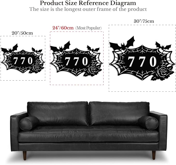 Personalized Gothic House Number metal Signs,Custom Address Number Metal Wall Art Decor,Black Plaques Outdoor wall Decorative Signage,Shed(8-30 Inches) (Spider B)