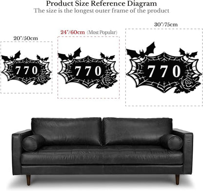 Personalized Gothic House Number metal Signs,Custom Address Number Metal Wall Art Decor,Black Plaques Outdoor wall Decorative Signage,Shed(8-30 Inches) (Spider B)