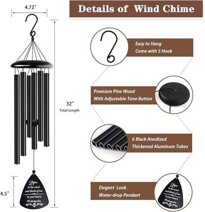 Soopau Memorial Wind Chimes, 32'' Sympathy Wind Chimes for Loss of Loved One, Sympathy Gift, Memorial/Bereavement/Condolences Gift Baskets for Loss, Windchimes in Memory of a Loved One (Metal)