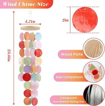Wind Chimes for Outside - Handcrafted Light Colorful Capiz Shells Windchime Coastal Style Decor for Indoor/Outdoors, Garden Decor, Great Gift for Women, Wind Chimes Lovers and More